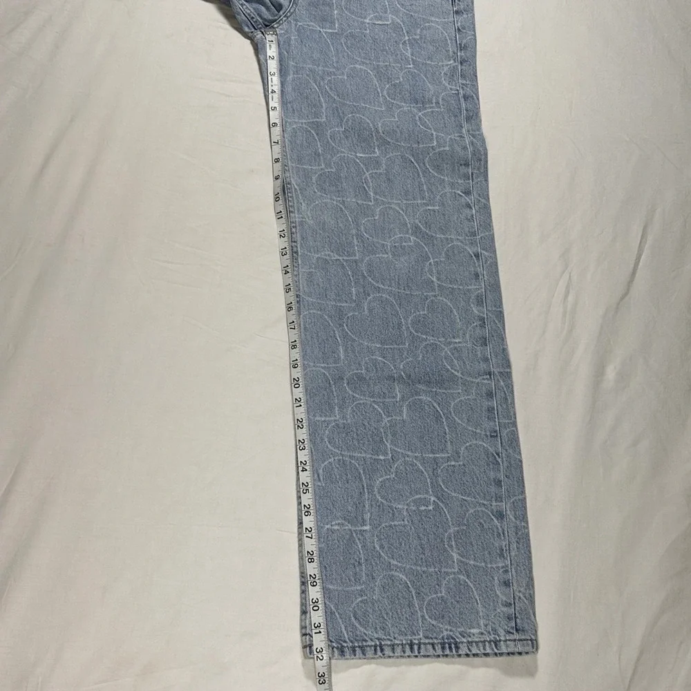Aeropostale Blue Baggy Wide Leg Jeans Womens‎ 2 Regular All Over Hearts 30x32
